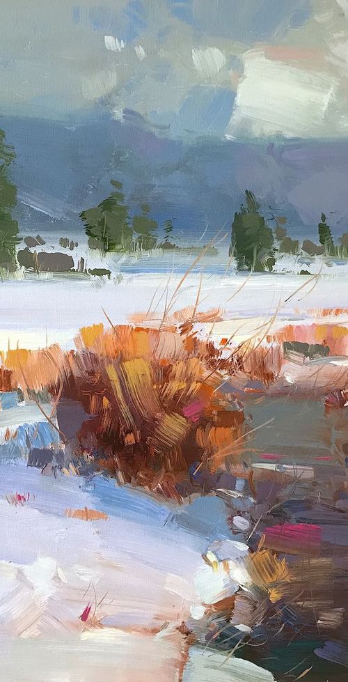 Winter Day, Original oil Painting, Impressionism, Handmade artwork, One of a Kind by Vahe Yeremyan