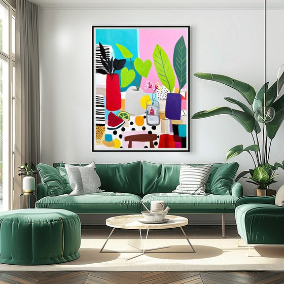 Watermelon Vase Still Life