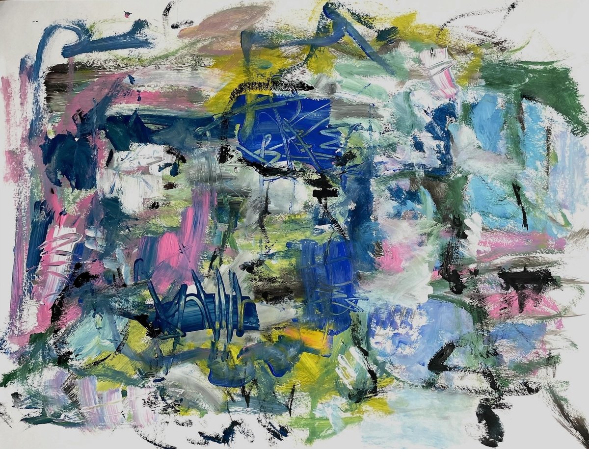 Expressive Abstract Acrylic Painting By Christel Haag, 25 X 20, Bis Zum Gipfel, Original Artwork