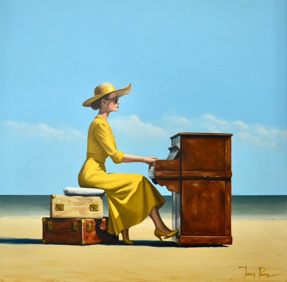 Two Valises, a Piano and a cushion