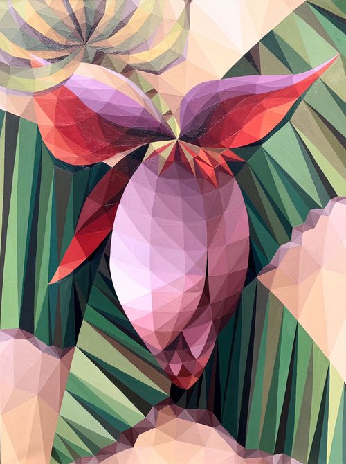 GEOMETRICAL LANDSCAPE WITH BANANA FLOWER by Maria Tuzhilkina