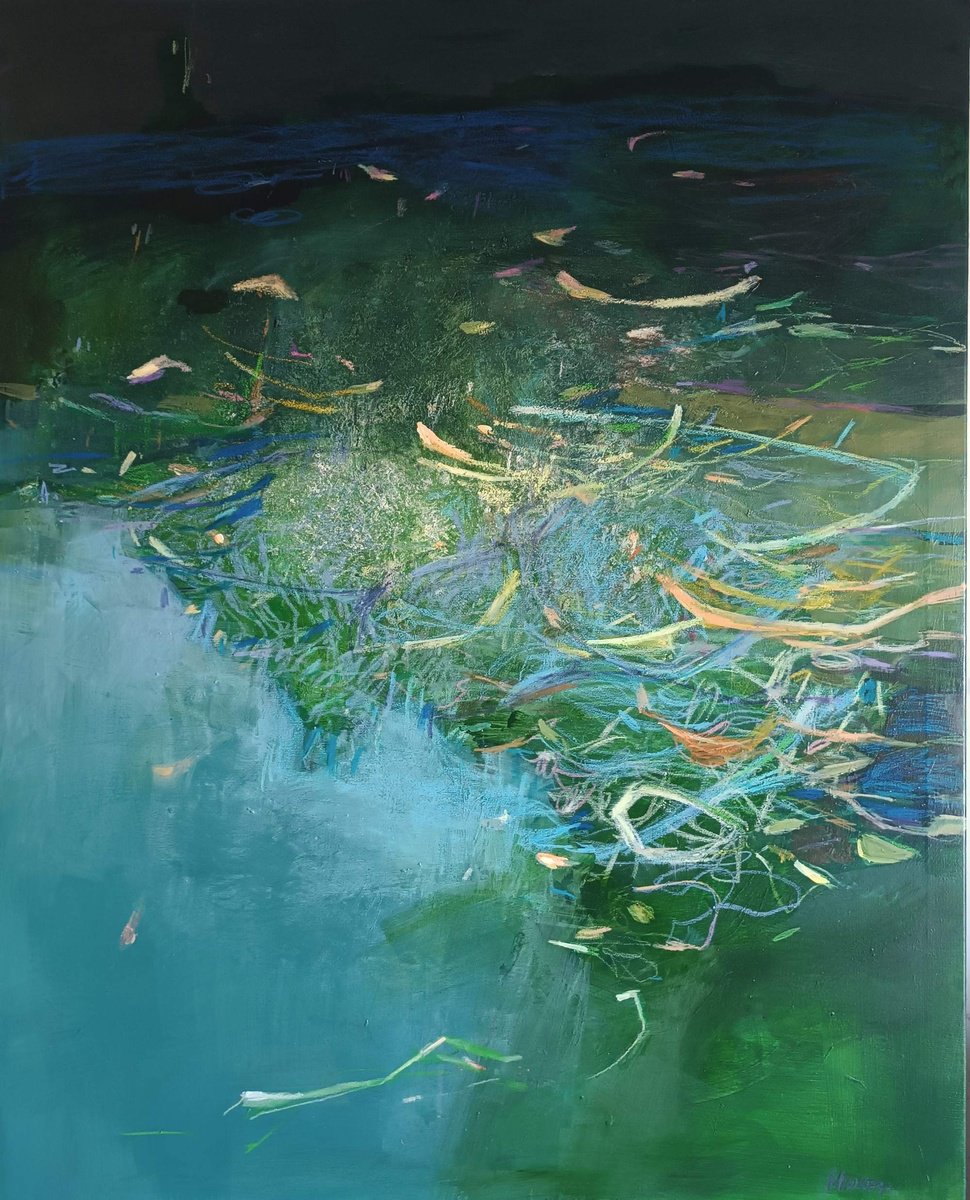 Organic Abstract Painting By Magdalena Morey, 31 X 39", Reflected, Original Artwork