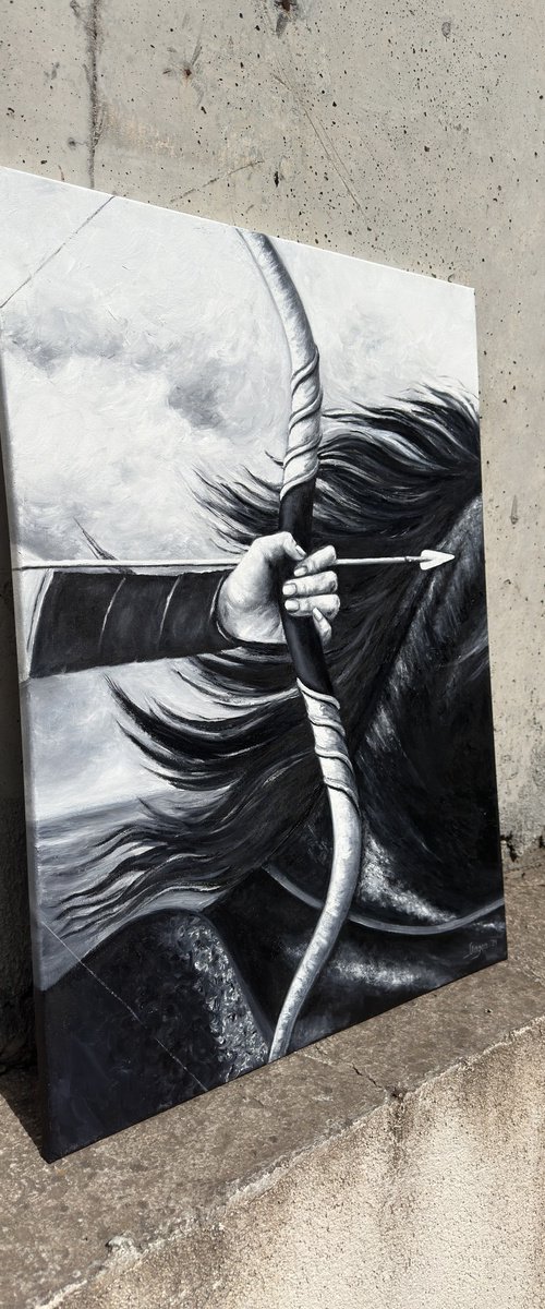 Rider on a horse with a bow (Courage) by Irina Magon