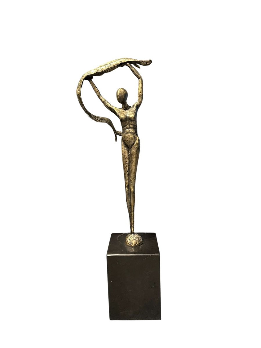 Abstract Bronze Sculpture By Seda Eyuboglu, 6 X 30", Hold The Wind For Me, Original Artwork