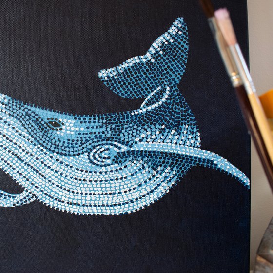 Humpback Whale - pointillism painting
