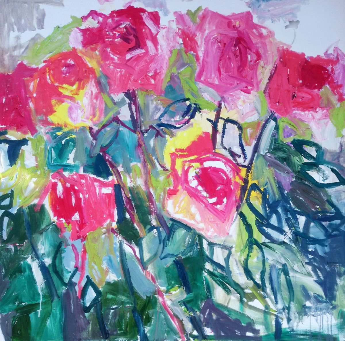 Rose dream. 100x100cm by Lilia Orlova-Holmes