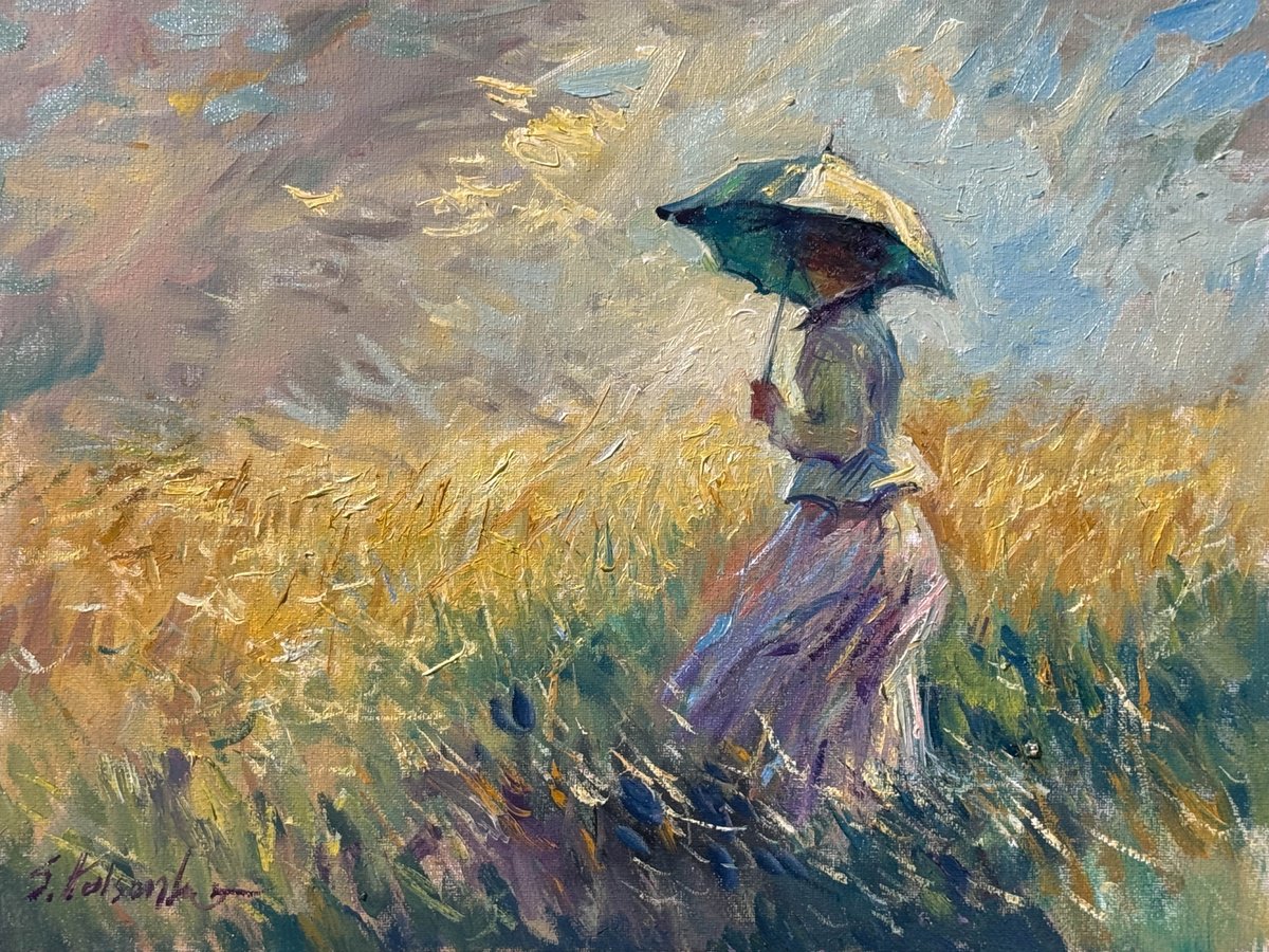 Impressionistic Portrait Oil Painting By Sergei Yatsenko, 16 X 12", In The Manner Of Monet, Original Artwork