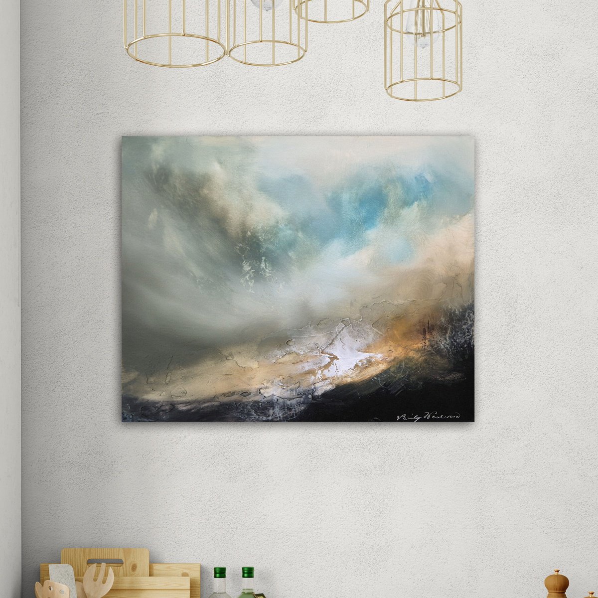 Abstract Landscape Oil Painting By Verity Westwood, 22 X 18", Boundless Skies, Original Artwork