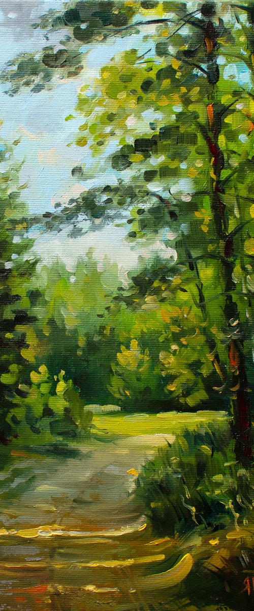 SUMMER LIGHT (Modern Impressionistic Landscape Oil painting, Gift for nature lovers) by Yaroslav Sobol