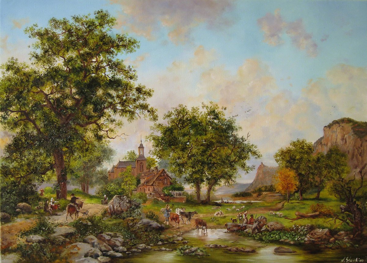 Photorealistic Oil Painting , Dutch Summer Countryside By Natalia Shaykina, 28 X 20, Artwork For Sale On Artfinder
