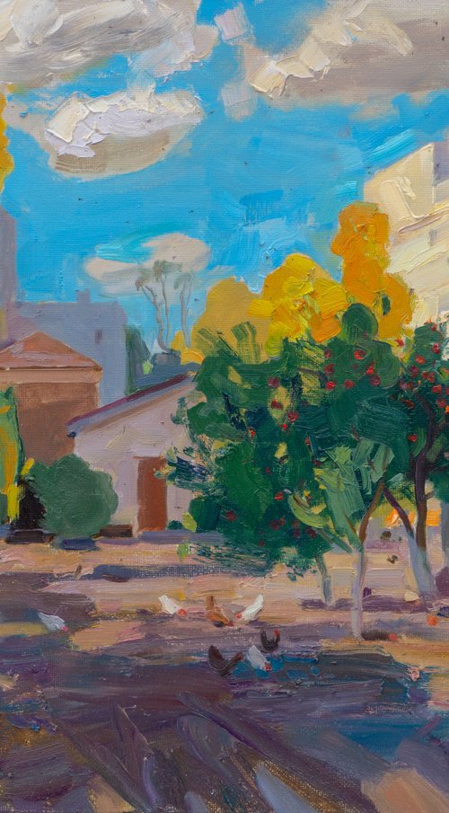 Yard with Chickens by Victor Onyshchenko