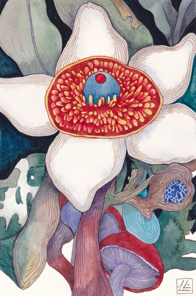 Surrealistic Botanical Watercolour By Lisa Lennon, 6 X 9", Quiet Places 3, Original Artwork