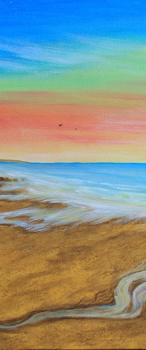 Sunset over Porthtowan Beach by Jadu Sheridan