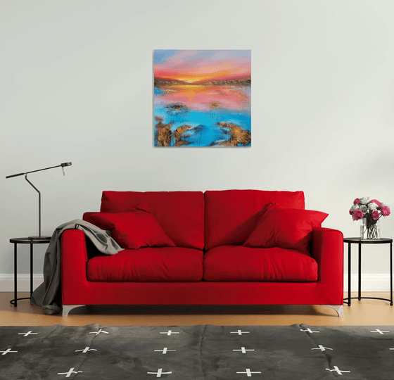 A beautiful large modern abstract figurative seascape painting "Evening mood"