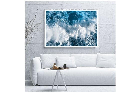 New Wave - Blue and white water abstract on Canvas