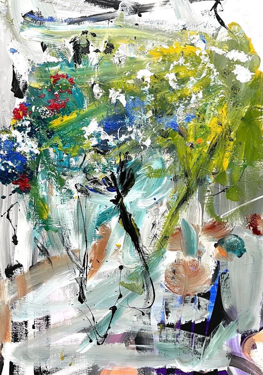 Expressive Abstract Acrylic Painting By Christel Haag, 17 X 23, Jetzt Erst Recht, Original Artwork