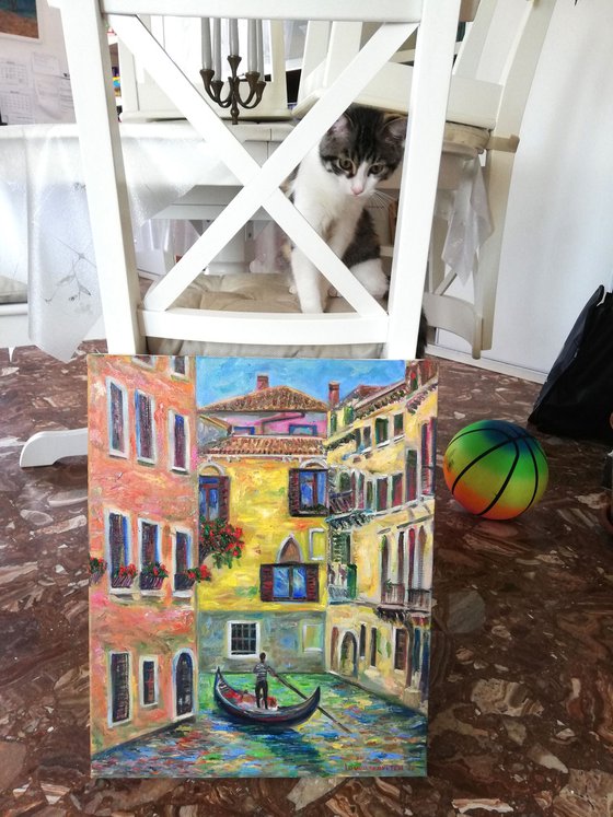 "Romantic Venice" Original Oil Painting on Canvas 40x50 cm (16 by 20 inches)