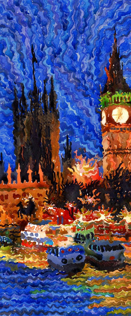 Big Ben and Westminster Palace by Tanbelia