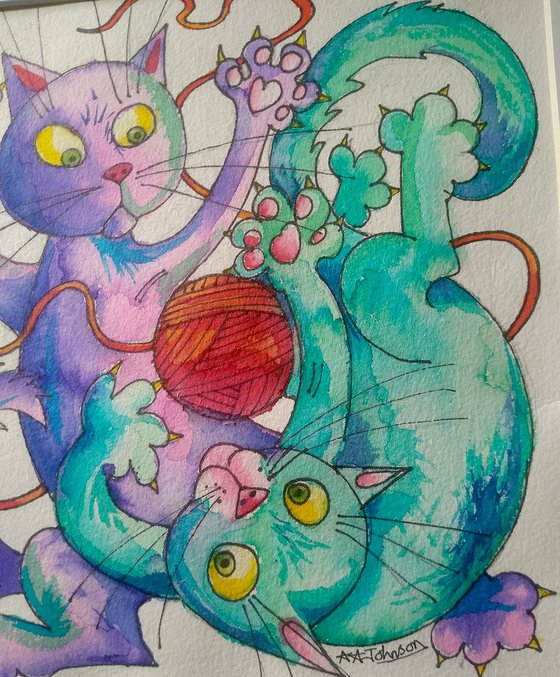 Cat Illustration - 'Rough and Tumble'