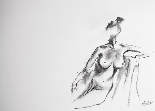 Nude in charcoal. 17. Black and white minimalistic female girl beauty body positive by Sasha Romm