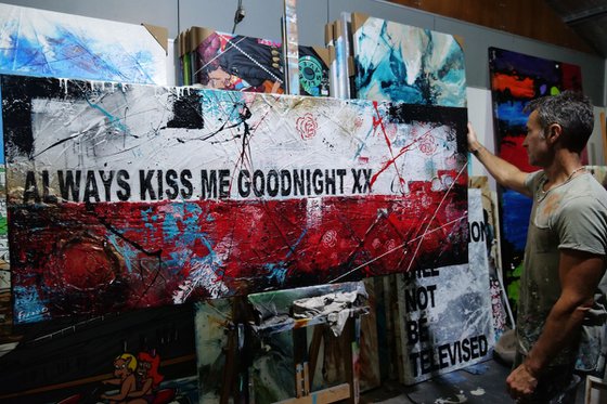 Always Forever 200cm x 80cm Red White Textured Urban Pop Art