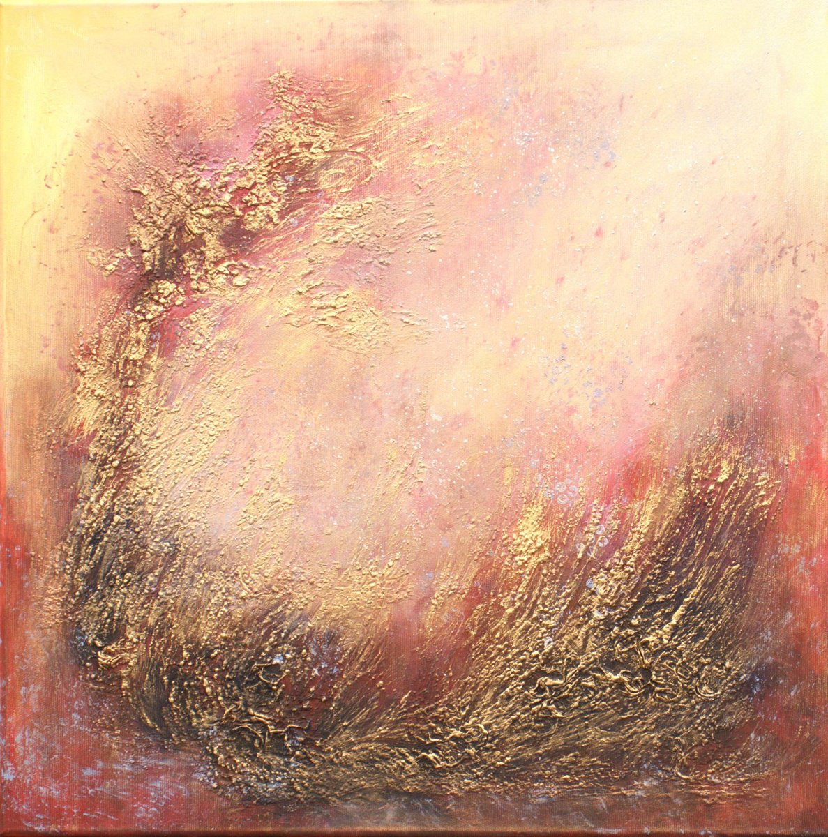 Abstract Gold Sphere By Ludmilla Ukrow, 20 X 20, Artwork For Sale On Artfinder