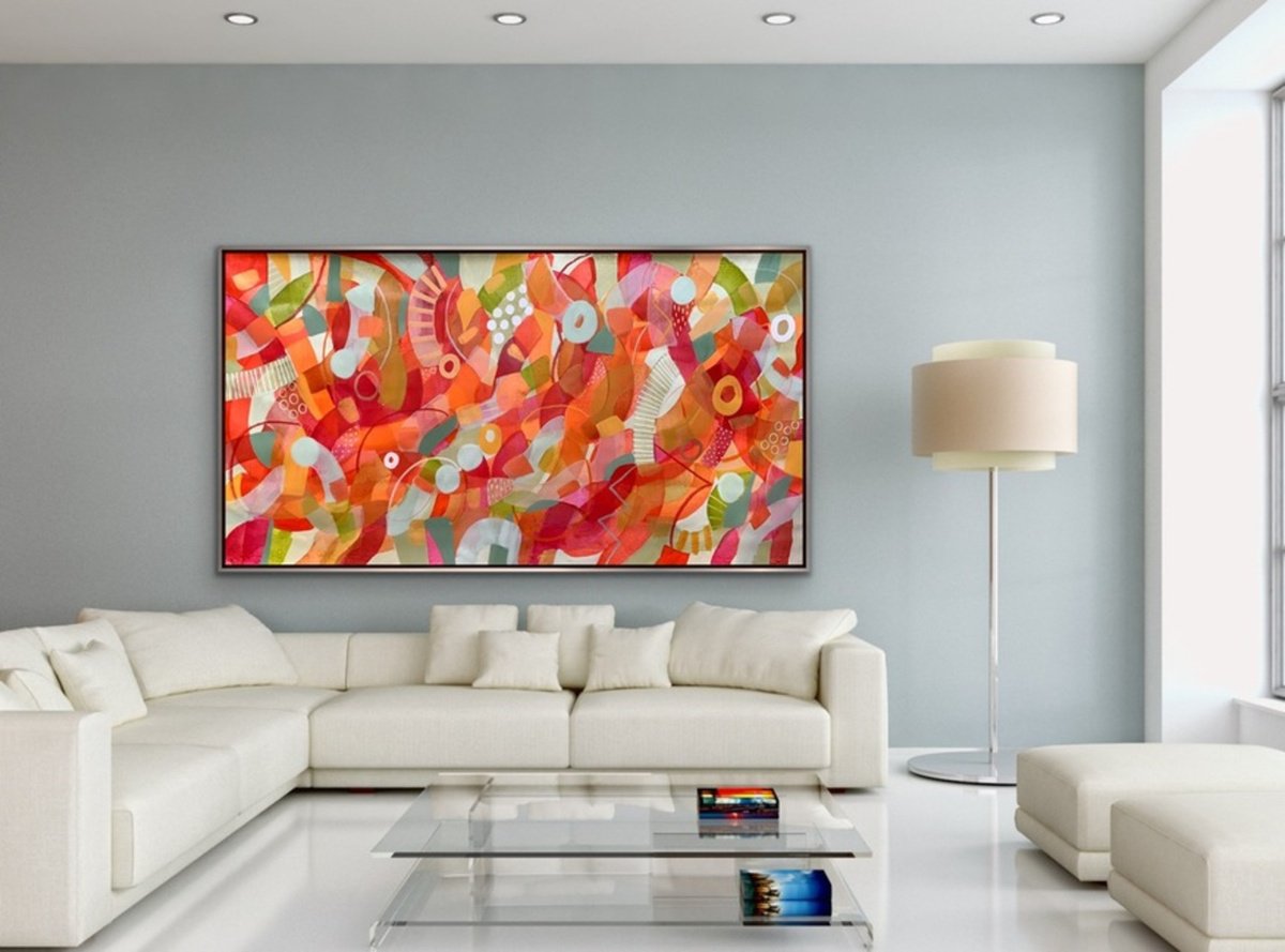 Organic Abstract Acrylic Painting By Rashna Hackett, 72 X 37", Your World For A Moment, Original Artwork