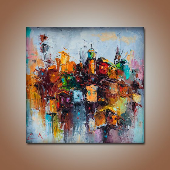 Chaotic order,  Modern city painting, free shipping