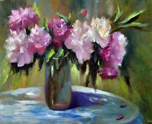 Still life with peonies by Elena Lukina
