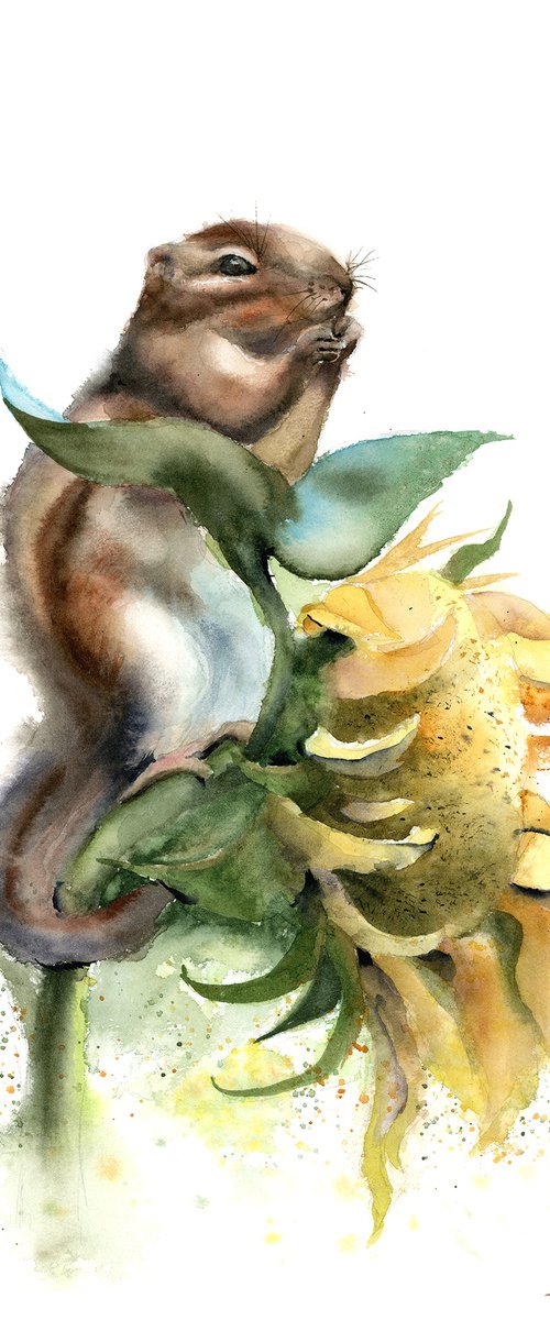 Chipmunk and Sunflower by Olga Tchefranov (Shefranov)