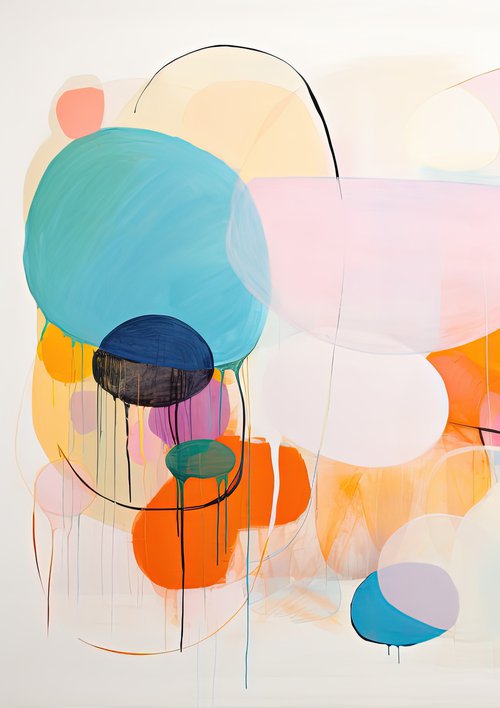 Nothern lights blue and misty rose round shapes 0112232 by Sasha Robinson