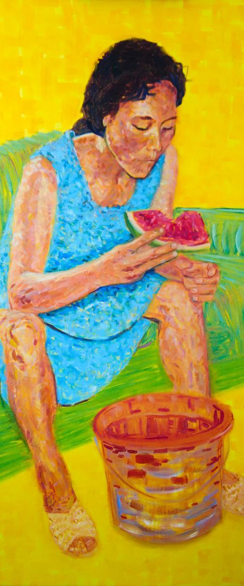 Girl with a watermelon by Van Lanigh
