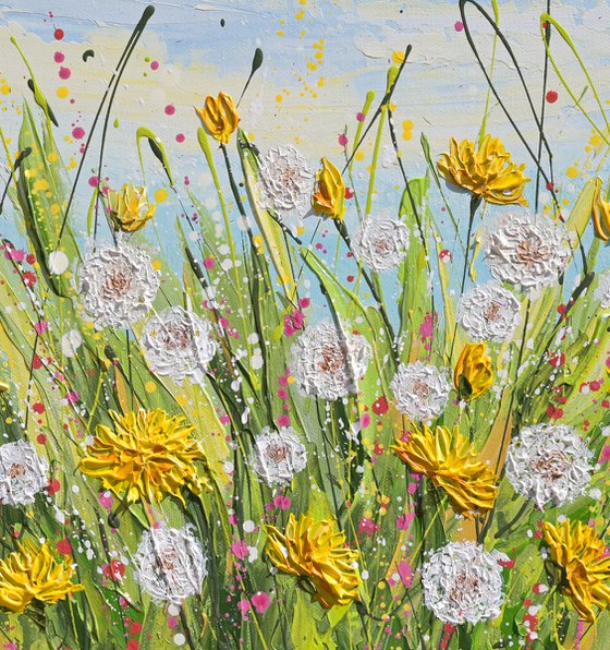 Dandelions - Spring Flower Field Painting