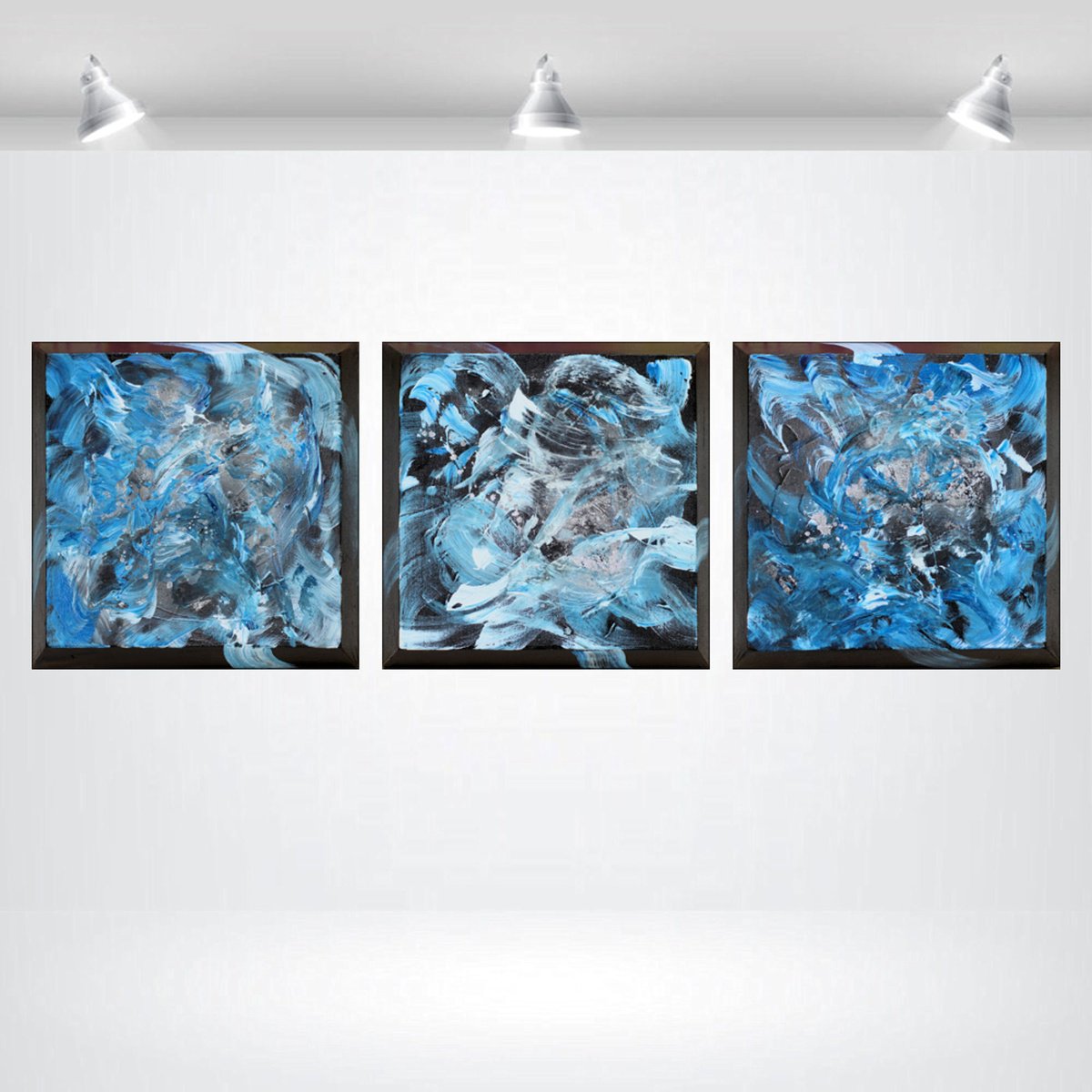 Abstract Acrylic Painting By Edelgard Schroer, 35 X 12, Silver Drift, Original Artwork