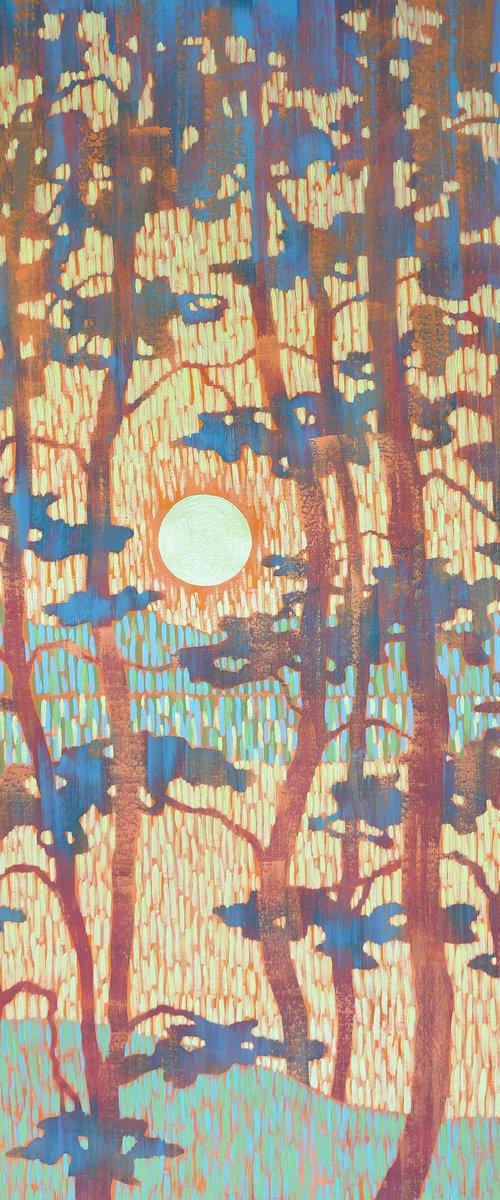 Sunset Between Blue Pines by Ekaterina Prisich
