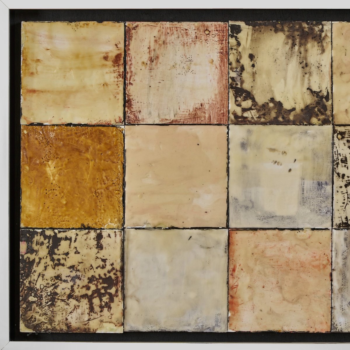 Geometric Cityscapes Painting By Xavi Castel, 47 X 24", Patchwork 18, Original Artwork