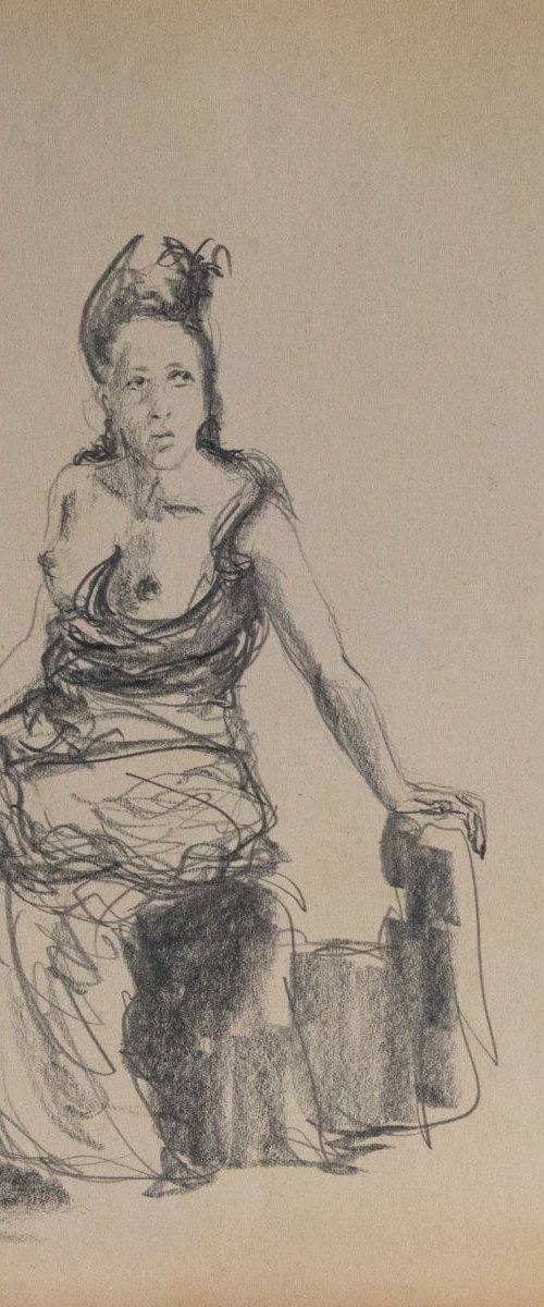 Drawing of a woman - small size - artwork on paper - erotic by Fabienne Monestier