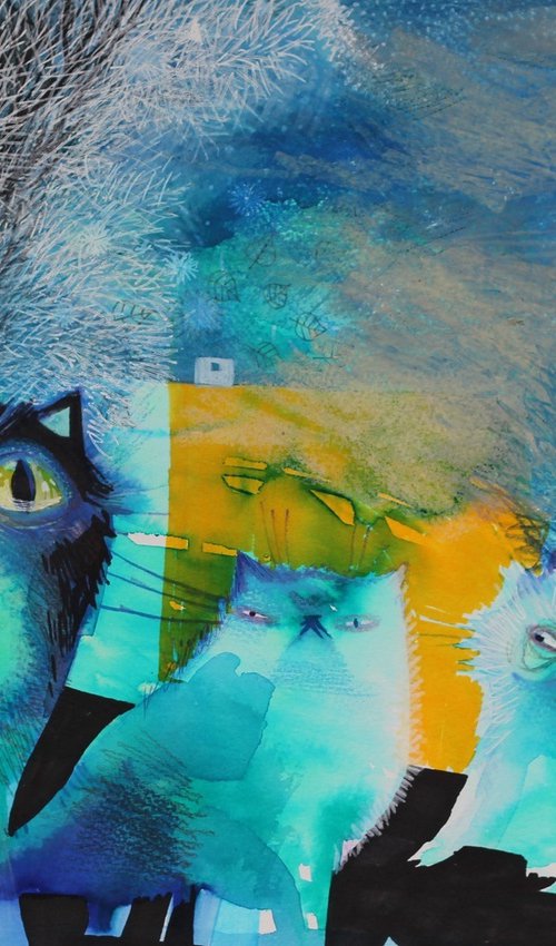 Persian Cats in the Blue Twilight by Oxana Zaika