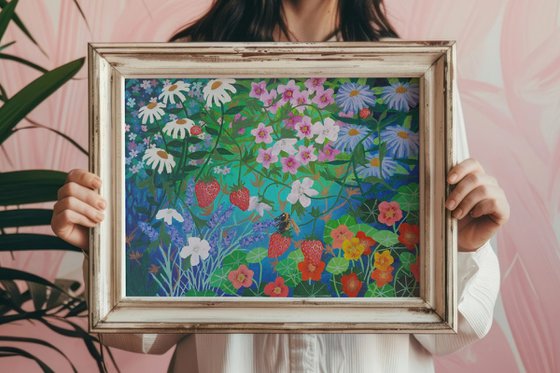 Strawberries and Bumble Bee