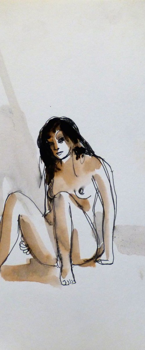 Seated Nude 4, 24x32 cm by Frederic Belaubre