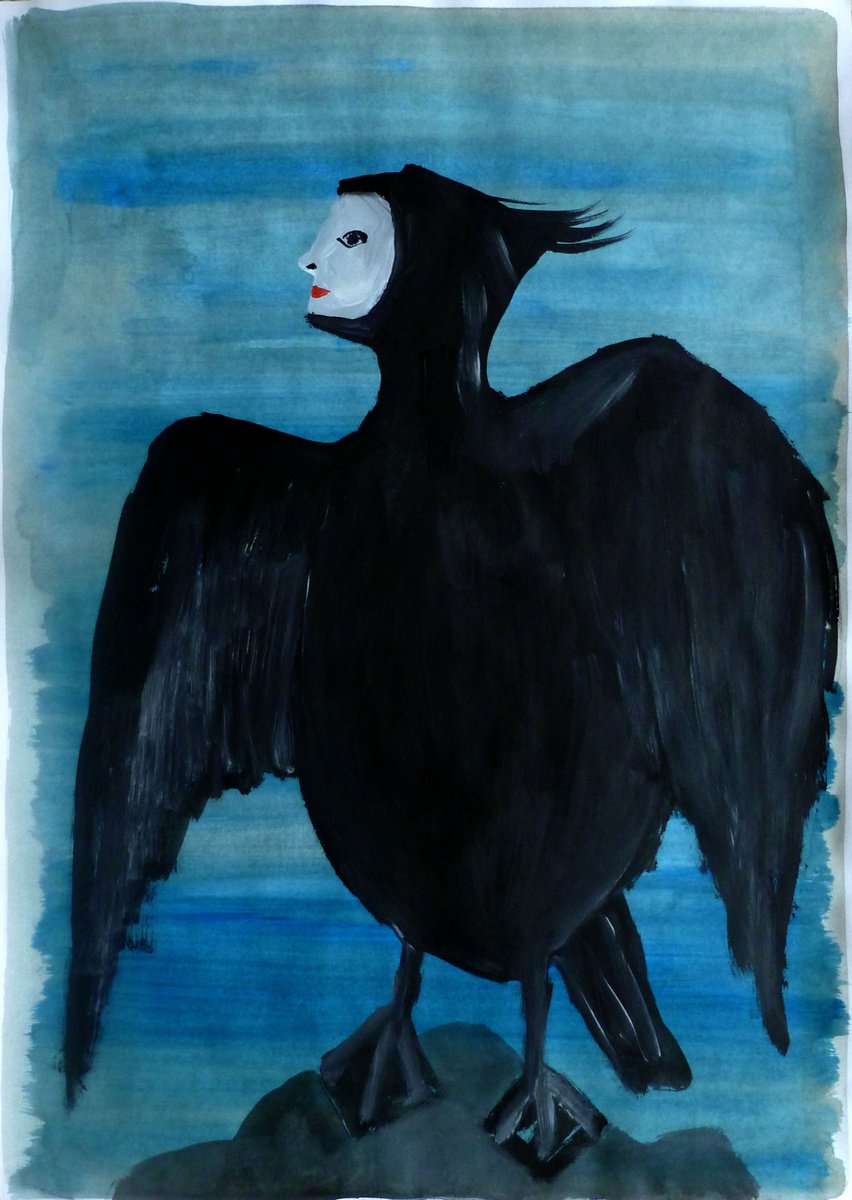The Trials of the Cormorant No.1 - Acrylic Painting - Mel Sheppard Original / Signed - A2... by Mel Sheppard