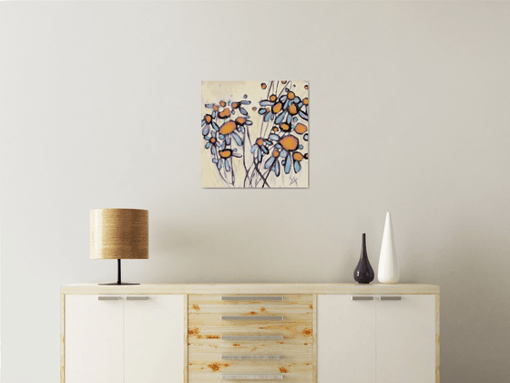 LIGHT- a digital abstract daisy flowers field painting, giclee print, different sizes