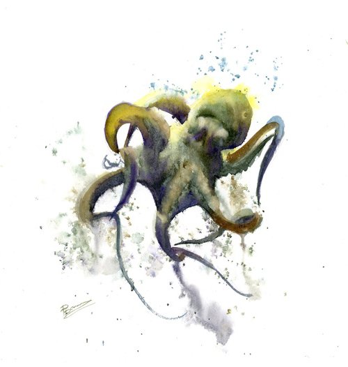 Ocean Creatures - Triptych by Olga Tchefranov (Shefranov)