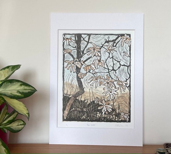 The Melt - Magnolia Blossom Contemporary Linocut Print