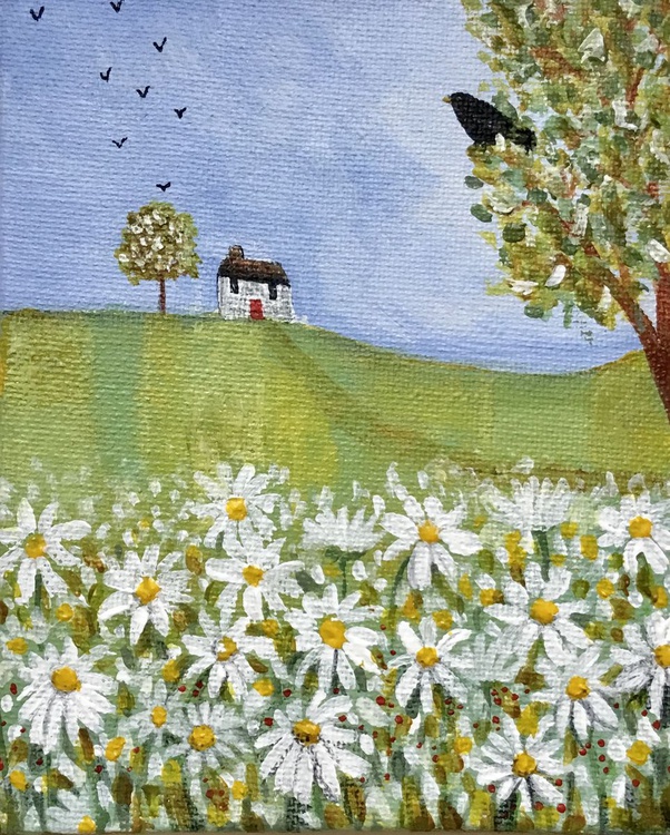 Daisy Fields Small Acrylic Canvas Board Paintin Artfinder