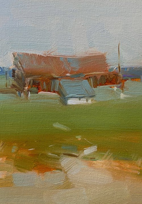 Farm, Original oil painting, Handmade artwork, One of a kind by Vahe Yeremyan