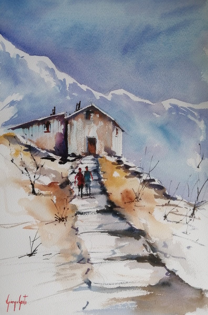 Impressionistic Watercolour , Mountain Landscape By Giorgio Gosti, 14 X 21, Artwork For Sale On Artfinder
