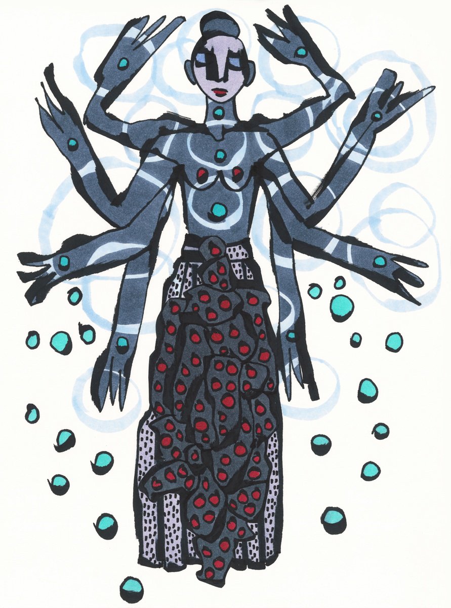 Portrait Ink Drawing By Sofi Ginger, 8 X 11", Dancing In Eternity, Original Artwork