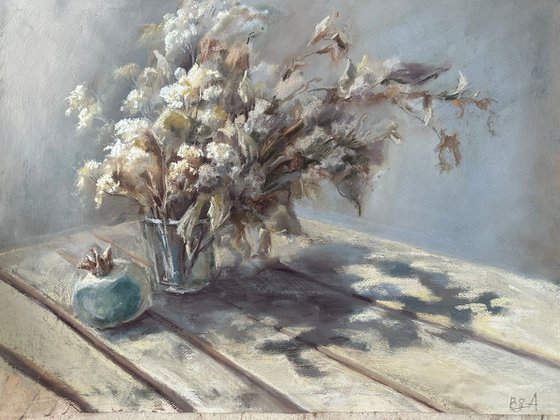 Dry flower and pomegranate still life