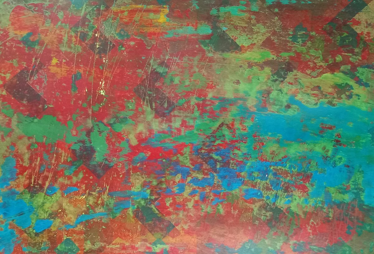 Organic Landscape Acrylic Painting By Adam Grose Ma Pgce, 17 X 13, Scarred Land, Original Artwork